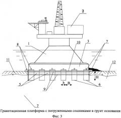 Морская гравитационная платформа с заглубленным фундаментом (патент 2555174)