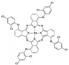 Тетра-4-[4-(2,4,5-трихлор-3,6-дисульфофенокси)]-фталоцианины меди и кобальта (патент 2659224)