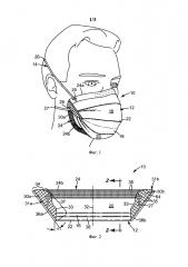 Респиратор в виде фильтрующей лицевой маски со сложенными боковыми планками (патент 2626934)