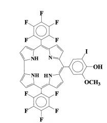 10-(5-иодванилил-5,15-бис(пентафторфенил)коррол, проявляющий свойства потенциального сенсибилизатора для фотодинамической терапии антибактериальных инфекций и онкологических заболеваний (патент 2633371)