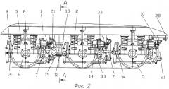 Железнодорожное тяговое транспортное средство с трехосными безрамными тележками (варианты) (патент 2279366)