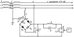 Генератор гутина к.и. и цагарейшвили с.а. ввода токов сигналов в трехфазную линию электропередачи 0,4 кв по схеме "фаза" - "земля" с источником питания "фаза" - "фаза" (патент 2421904)