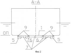 Водоизмещающее судно с воздушными кавернами на днище (патент 2461489)