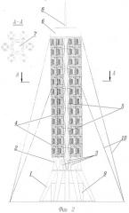 Ветровой энергетический модуль с вертикальной центростремительной турбиной и высокоэффективная энергетическая установка для производства переменного электрического тока (патент 2511780)