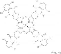 Тетра-(5-ацетиламино-7-гидрокси)-антрахинонопорфиразины меди и кобальта (патент 2404186)