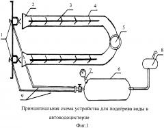 Устройство для подогрева воды в автоводоцистерне при эксплуатации в условиях низких температур (патент 2597296)