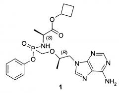 Циклобутил (s)-2-[[[(r)-2-(6-аминопурин-9-ил)-1-метил-этокси]метил-фенокси-фосфорил]амино]-пропаноаты, способ их получения и применения (патент 2647576)