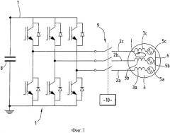 Система электрического питания для трехфазного двигателя с постоянными магнитами (патент 2504066)
