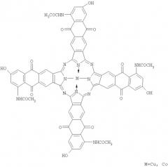 Тетра-(5-ацетиламино-7-гидрокси)-антрахинонопорфиразины меди и кобальта (патент 2404186)
