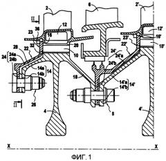 Устройство для охлаждения пазов диска ротора в турбомашине, имеющее два потока подаваемого воздуха (патент 2467176)