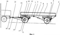 Тросопневматическое тягово-догружающее устройство прицепных систем колесных автопоездов (патент 2493018)