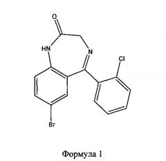 Фармацевтическая композиция и лекарственное средство на основе клатратного комплекса 7-бром-5-(орто-хлорфенил)-2,3-дигидро-1н-1,4-бензодиазепин-2-она с циклодекстрином, способы его получения (варианты) (патент 2570382)
