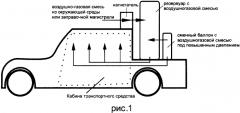 Способ обеспечения чистоты воздуха в кабине транспортного средства и устройство для его осуществления (патент 2588402)