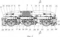 Железнодорожное тяговое транспортное средство с трехосными тележками (патент 2281869)