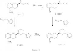 Способ получения (s)-(-)-2-(n-пропиламино)-5-метокситетралина и (s)-(-)-2-(n-пропиламино)-5-гидрокситетралина, их соли с n-(3,5-динитробензоил)- -фенилглицином, способ получения (6s)-(-)-5,6,7,8-тетрагидро-6-[пропил(2-тиенил)этил]амино-1-нафтола (ротиготина) (варианты) (патент 2473538)