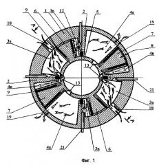 Лепестковый двигатель внутреннего сгорания двухстороннего действия (патент 2267614)