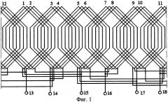 Статорная обмотка четырехполюсного асинхронного генератора (патент 2318287)