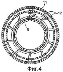 Устройство соединения радиальных стоек с круглой обечайкой при помощи осей и распорок и газотурбинный двигатель, содержащий такое устройство (патент 2494265)