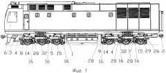 Железнодорожное тяговое транспортное средство с трехосными тележками (варианты) (патент 2307753)