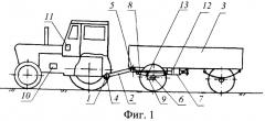 Устройство для повышения проходимости колесного трактора с двухосным прицепом (патент 2456194)