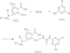Замещенные сульфониламинометилбензойные кислоты (производные) и способ их получения (варианты) (патент 2293080)