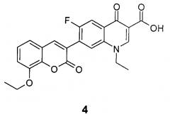 1-этил-6-фтор-4-оксо-7-(8-этокси-2-оксо-2н-хромен-3-ил)-1,4-дигидрохинолин-3-карбоновая кислота, обладающая противотуберкулезной активностью (патент 2642426)