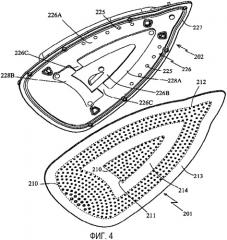 Утюг с подошвой, снабженной сетью отверстий для выхода пара (патент 2388862)