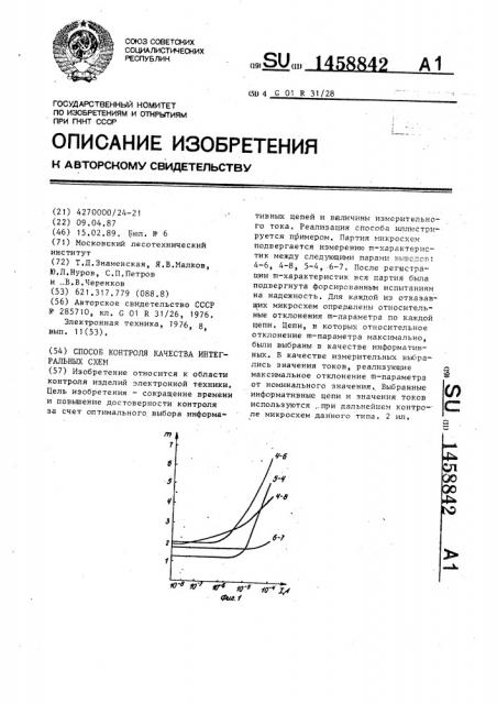 Способ контроля качества интегральных схем (патент 1458842)