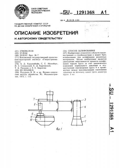 Способ шлифования (патент 1291368)