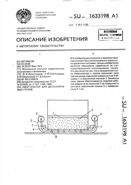 Амортизатор для десантируемых грузов (патент 1633198)