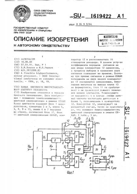 Канал цветности многостандартного цветного телевизора (патент 1619422)