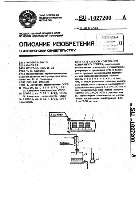 Способ созревания коньячного спирта (патент 1027200)