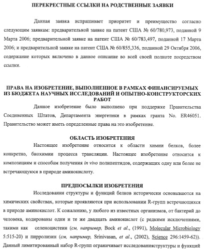 Система экспрессии компонентов ортогональной трансляции в эубактериальной клетке-хозяине (патент 2467069)