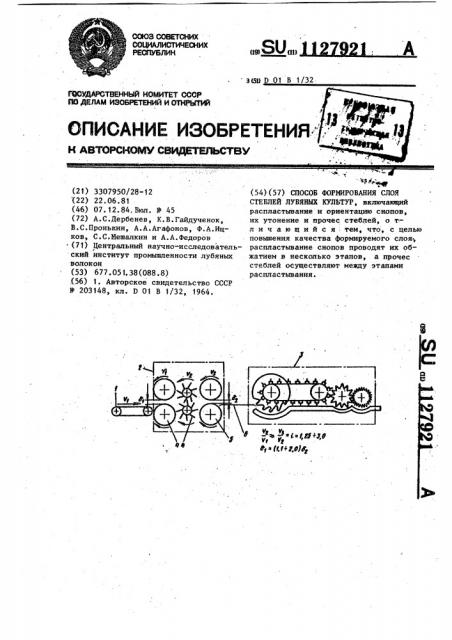 Способ формирования слоя стеблей лубяных культур (патент 1127921)