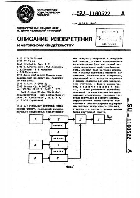 Генератор сигналов инфранизких частот (патент 1160522)