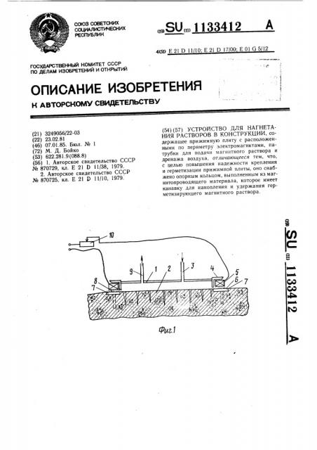 Устройство для нагнетания растворов в конструкции (патент 1133412)