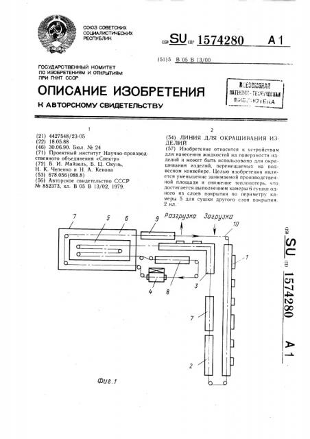 Линия для окрашивания изделий (патент 1574280)