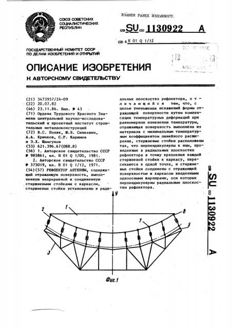 Рефлектор антенны (патент 1130922)