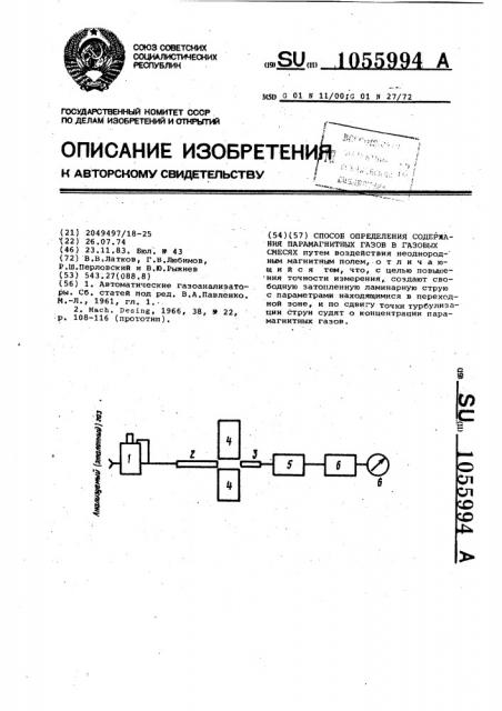 Способ определения содержания парамагнитных газов в газовых смесях (патент 1055994)