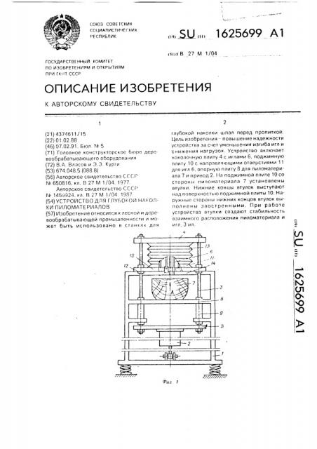 Устройство для глубокой наколки пиломатериалов (патент 1625699)