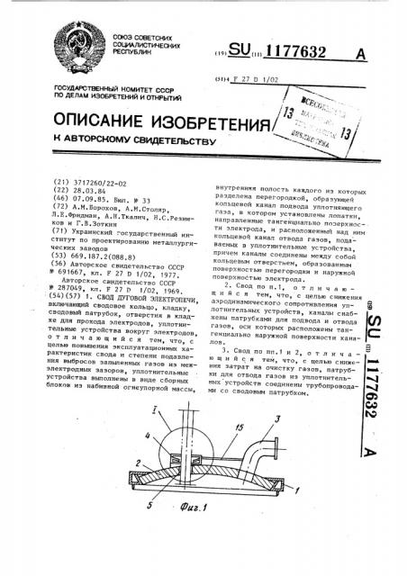 Свод дуговой электропечи (патент 1177632)