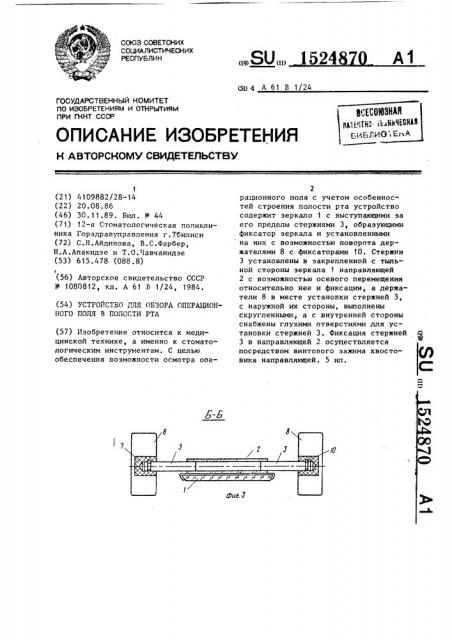 Устройство для обзора операционного поля в полости рта (патент 1524870)