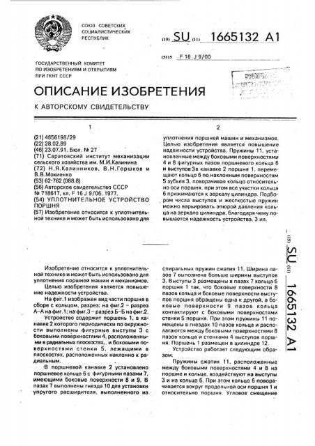 Уплотнительное устройство поршня (патент 1665132)