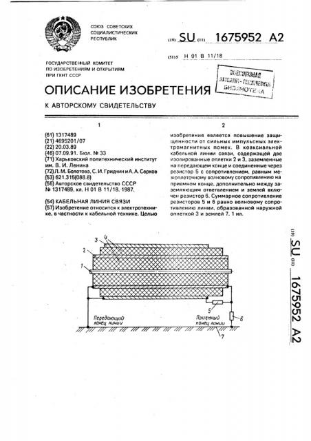 Кабельная линия связи (патент 1675952)