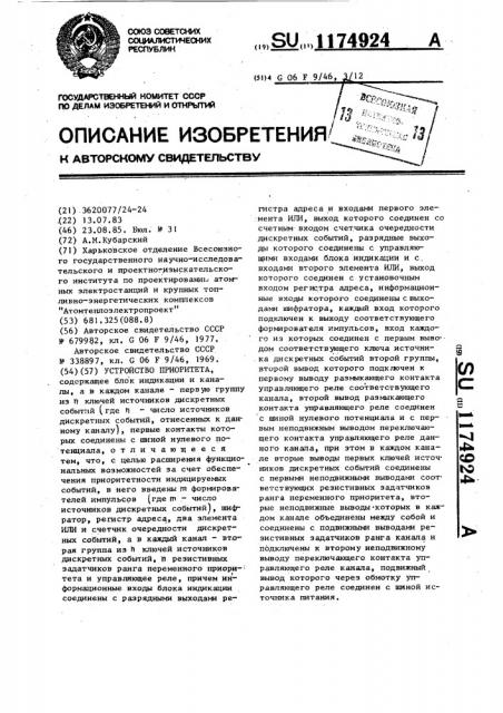 Устройство приоритета (патент 1174924)