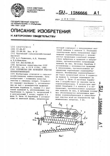 Устройство для безводной очистки корнеклубнеплодов (патент 1586666)