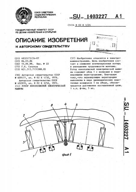 Ротор явнополюсной электрической машины (патент 1403227)