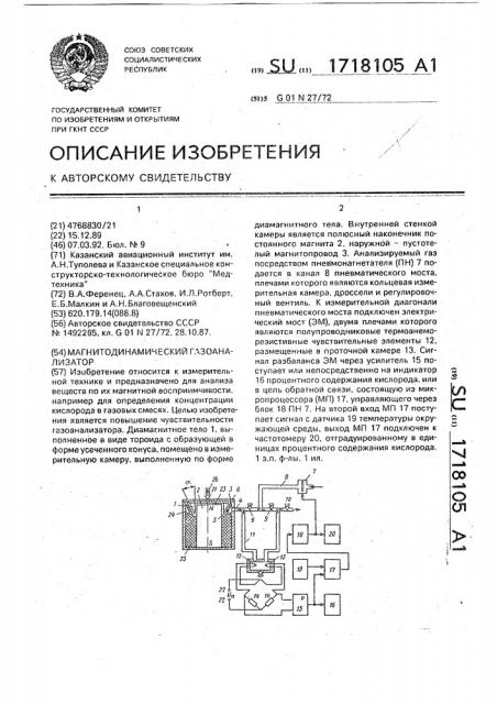 Магнитодинамический газоанализатор (патент 1718105)