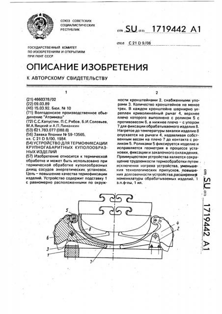 Устройство для термофиксации крупногабаритных куполообразных изделий (патент 1719442)