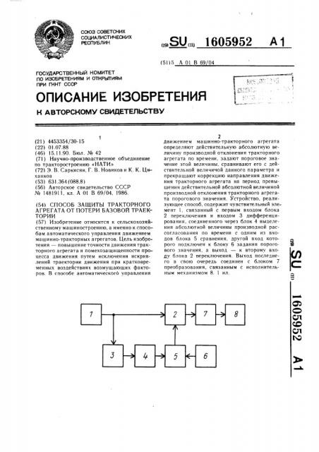 Способ защиты тракторного агрегата от потери базовой траектории (патент 1605952)